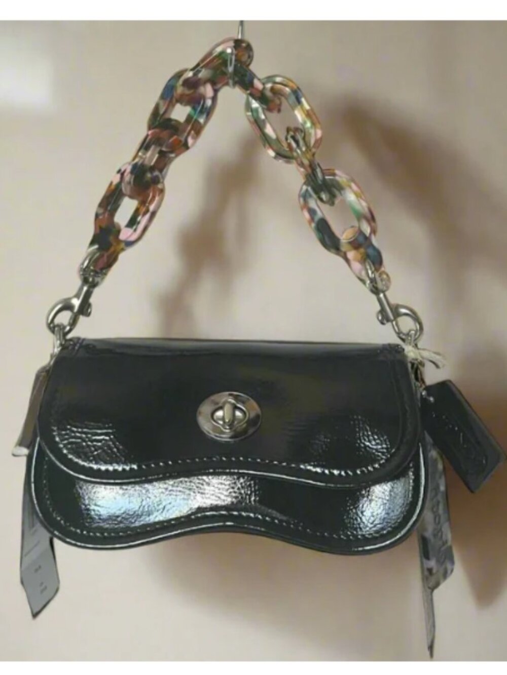 Coach Coachtopia Mini Wavy Dinky Black Patent Bag CQ853